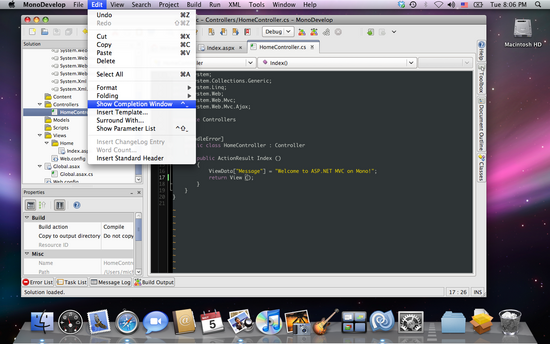 MonoDevelop running on Mac OSX