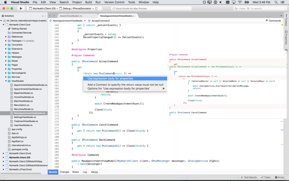 Screenshot of Xamarin Studio