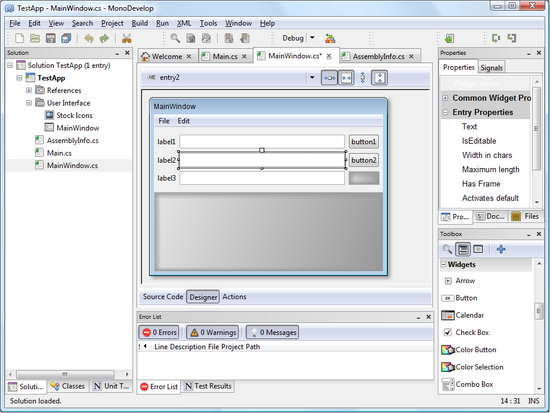 MonoDevelop running on Windows