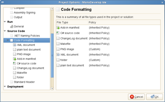 Per mime-type Policies