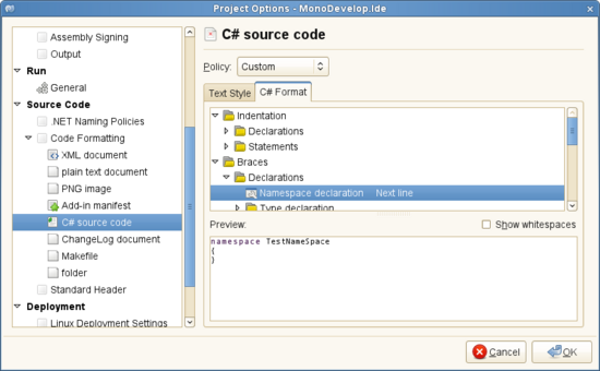 C# Formatting Options